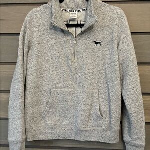 PINK Victoria's Secret Light Gray Zip-Up Sweater